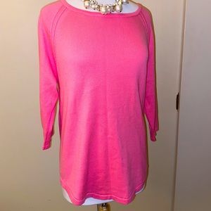 Jeanne Pierre Round Neck 3/4 sleeveSweater Rosebud